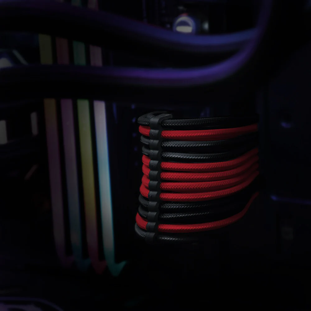 Sleeved Extension cable kit Black/Red - Image 4